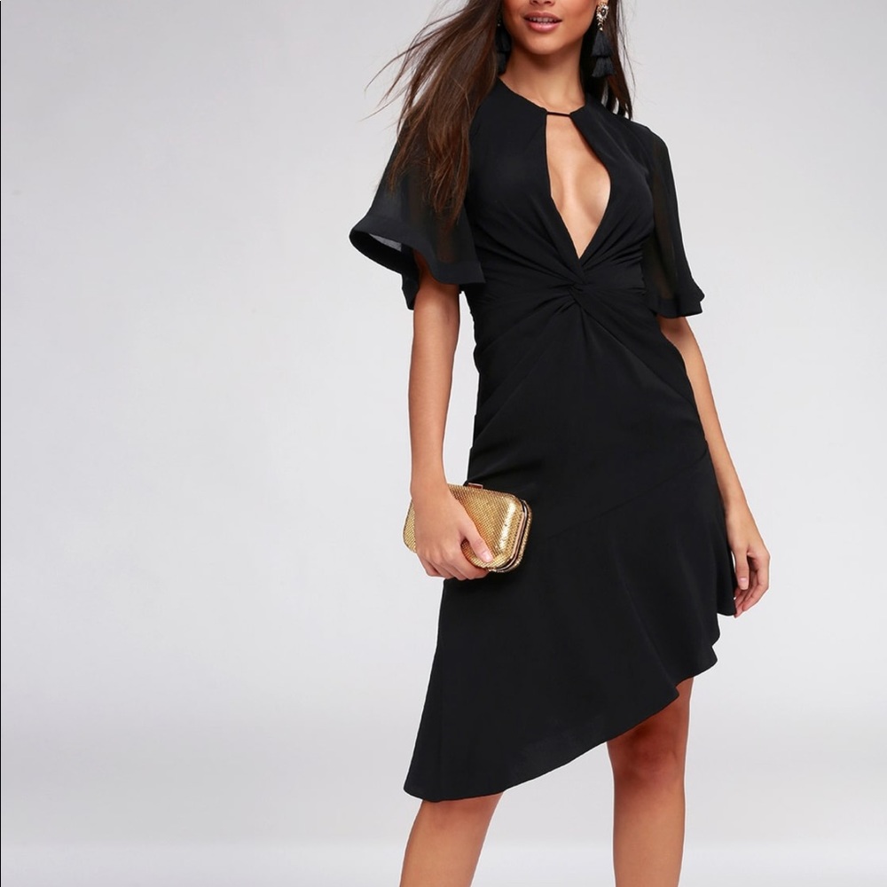 NWT NO LOVE BLACK KNOTTED MIDI DRESS